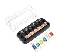 Evetounmn 6 Way Circuits Panel, Bolt Mount Boat Box with Transparent Window, Compatible with 30A 50A 60A 80A 100A 125A Blade for Automotive Marine and Industrial