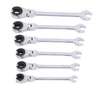 Evetounmn 6Pcs Ratcheting Wrench Set 10-17mm Metric, Open End Flex Head Ratcheting Wrench with 72 Teeth Gear, Adjustable Tubing Wrench for Air Conditioning Brake Lines and Tight