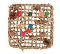Evetounmn Bird Foraging Wall Toy, Parrot Climbing Net with Colorful Chewing Toy, Hand Woven Seagrass Hammock Mat for Cage Boredom Relief, Natural Foraging Net for Small Birds (L)