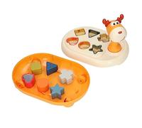 Evetounmn Deer Shape Sorter Toy, Music Shape Sorting Toy for Toddlers, Cute Deer Design with Lights and Sounds, Geometric Shape Matching Learning Toy with 6 Blocks for Baby Brain