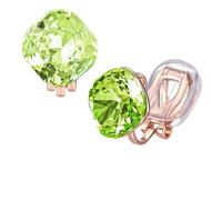EVEVIC Austrian Crystal Square Cilp On Earrings for Women 14K Gold Plated Non Pierced for Sensitive Ears Jewelry Gifts for Anniversary, cute earrings, Brass Crystal, crystal