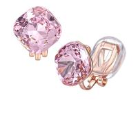 EVEVIC Austrian Crystal Square Cilp On Earrings for Women 14K Gold Plated Non Pierced for Sensitive Ears Jewelry Gifts for Anniversary, cute earrings, Brass Crystal, crystal