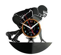 EVEVO American Football Wall Clock Vinyl Record - Helmet & Player Design, Handmade Sport Art Clock, Unique Gift or Present for Football Fans, Athletes & Game Room Decor W0090