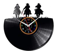 EVEVO Cowboys Vinyl Wall Clock - Western Wild West Design, Modern Decorative Vinyl Record Plate, Unique Gift For Cowboy Fans, Riders And Adventure Lovers W1913