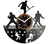 EVEVO King of Rock & Roll Wall Clock Vinyl Record - Elvis Inspired Retro Music Design, Handmade Art Clock, Unique Gift or Present for Rock Lovers, Musicians & Vintage Home Decor W0339
