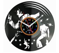 EVEVO King of Rock & Roll Wall Clock Vinyl Record - Elvis Inspired Retro Music Design, Handmade Art Clock, Unique Gift or Present for Rock Lovers, Musicians & Vintage Home Decor W0341