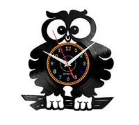 EVEVO Owl Vinyl Wall Clock - Modern Animal Theme Wall Decoration Original Gift for Nature and Wisdom Lovers W1658