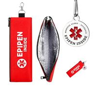 Evewind Insulated Slim EpiPen Carry Case, Thermal Foil Lining Adrenaline Auto-Injector Holder with Keychain Clip, Portable Emergency Medical Pouch for Allergy Medicine Essentials