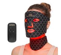 EVFOFO LED Red Light Mask, Face & Neck, 630nm & 850nm NIR, Cordless | Red Light Mask for Face and Neck, all face shapes, smooths fine lines, soft silicone, cordless USB-C for Home, Work&Rest