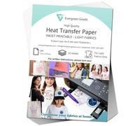 EVG 20 Sheets Inkjet Iron-On Transfer Paper A4 for Light Colour Fabrics, T-Shirt Printing Paper for DIY Clothing & Crafts, Machine Washable, Crack-Free Transfers