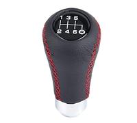 EVGATSAUTO 6 Speed Gear Shift Knob PU Shifter Stick with 3 Hoses Red Manual Transmission Shifter Lever Handle Universal Car Vehicle Styling Accessory
