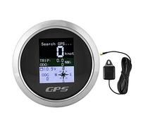 EVGATSAUTO Speedometer, 85mm Stainless Waterproof GPS Speedometer Digital Gauges for Car Boat Engineer (Black Dial)