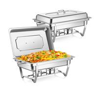 EVGTTI 2 Pack Chafing Dish Buffet Set High Grade 8QT Stainless Steel Chafer Complete Set