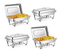 EVGTTI 4 Pack Chafing Dish Buffet Set High Grade 8QT Stainless Steel Chafer Complete Set