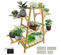 EVGTTI 5 Tier Plant Stands Indoor Outdoor, Bamboo Corner Tall Plant Stand Pot Holder, Trapezium -Shaped Flower Shelf for Multiple Plants, Display Rack Patio for Home Living Room Balcony Garden Patio