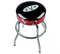 EVH Barstool, Perfect for Guitar Players and Fans, Glossy Black Faux Leather with EVH Logo, Foam Padded, With Striped Trim, 24", Black and Red