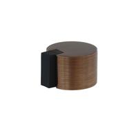 EVI Door Stoppers | Leather Brass Door Stop - Adhesive Fastening - Black Protector Rubber - 1.1 x 0.79 Inch Door Stopper