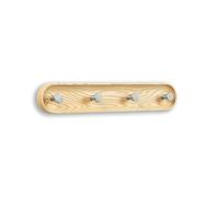 EVI Herrajes | 4-Hook Wall Coat Rack | Solid Ash Wood | Stainless Steel Hooks | Mounting Kit Included | Mod. Cova 4CFRAM