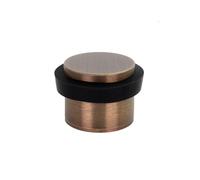 EVI Herrajes | Adhesive Door Stop with Threaded Base | Ø24x21mm | Antique Brushed Brass Finish | Black Rubber | Includes Screw | I-191/24-DUAL-CU