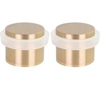 EVI Herrajes | Adhesive Door Stop with Threaded Base | Ø24x21mm | Solid Brass Matte Finish | White Rubber | Includes Screw | I-191/24-BDUAL-MT (Pack of 2)