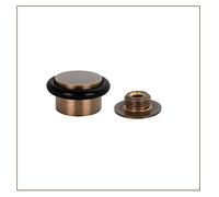 EVI Herrajes | Adhesive Door Stop with Threaded Base | Ø28x21mm | Solid Brass Leather Finish | Black Rubber | Includes Screw | I-103/28-DUAL-CU