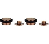 EVI Herrajes | Adhesive Door Stop with Threaded Base | Ø35x21mm | Solid Brass Leather Finish | Black Rubber | Includes Screw | I-203/35X19DUAL-CU (Pack of 2)