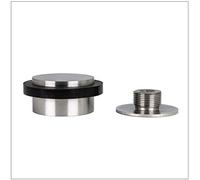 EVI Herrajes | Door Stop | 0.9" X 1.77" | Adhesive Dual Installation or Threaded Base | Satin Matt INOX Finish | Black Natural Silicone Rubber | Includes Screw + Fixing Plug | Mod. I-103-DUALMT