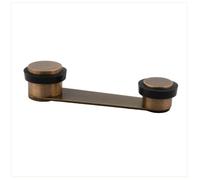 Door Stop Swivel Retainer | Adhesive Fixing or with Screw+Dowel | for Doors up to 50 mm Thick | Brass | EVI Herrajes (Laton Aged Leather - Black Rubber)