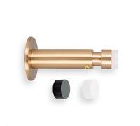 EVI HERRAJES Adjustable Brass Wall Door Stopper, Dual Adhesive Installation or with Screw (Matte Brass)