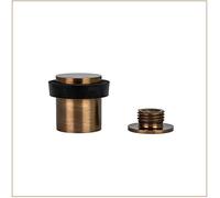 EVI Herrajes | Antique Brass Door Stop | Ø20x25mm | Floor Mounted | Silicone Protection | Includes Screw + Fastening Plug | Model I-180-CBCU