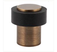 EVI Herrajes | Antique Brass Door Stop | Ø24x35mm | Floor Mounted | Silicone Protection | Includes Screw + Fastening Plug | Model I-191CU