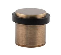 EVI Herrajes | Antique Brass Door Stop | Ø28x30mm | Floor Mounted | Silicone Protection | Includes Screw + Fastening Plug | Model I-202CU
