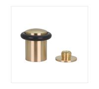 EVI Herrajes | Brass Door Stop | Ø24 x 35mm | Floor Mounted | Screw Installation | Made of Brass | Black Silicone Protection Rubber | I-10824X35-MT