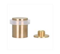 EVI Herrajes | Brass Door Stop | Ø24x30mm | Floor Mounted | Matte Finished Brass | White Silicone Protection | Includes Screw + Fastening Plug | Model I-18024X30-BCB
