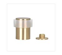 EVI Herrajes | Brass Door Stop | Ø24x35mm | Floor Mounted | Matte Finished Brass | White Silicone Protection | Includes Screw + Fastening Plug | Model I-18024X35-BCB