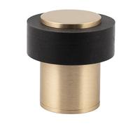 EVI Herrajes | Brass Door Stop | Ø24x35mm | Floor Mounting | Gold Finish Brass | Natural Silicone Protection | Includes Screw + Fastening Plug | Model I-191LMT
