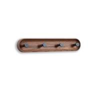 EVI Herrajes | Decorative Wall Coat Rack | 4-Hook | Solid Walnut Wood | Anthracite Grey Lacquered Steel Hooks | Mounting Kit Included | Mod. Cova 4CNOGR