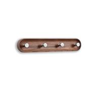 EVI Herrajes | Decorative Wall Coat Rack | 4-Hook | Solid Walnut Wood | Stainless Steel Hooks | Mounting Kit Included | Mod. Cova 4CNOAM