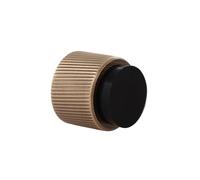 EVI Herrajes | Designer Wall Door Stop - Fluted Design - 28x28mm - Brass Aged Leather - Adhesive and Screw Mounting