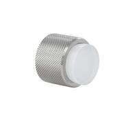 EVI Herrajes | Designer Wall Door Stop - Knurled Design - 28x28mm - Stainless Steel - White Rubber - Adhesive and Screw Mounting