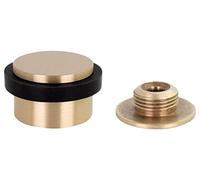 EVI Herrajes | Door Stop | 0.9" X 1.34" | Adhesive Dual Installation or Threaded Base | Satin Matt Brass Finish | Black Natural Silicone Rubber | Includes Screw + Fixing Plug | Mod. I-103-DUALMT