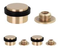 EVI Herrajes | Door Stop | 0.9" X 1.34" | Adhesive Dual Installation or Threaded Base | Satin Matt Brass Finish | Black Natural Silicone Rubber | Includes Screw + Fixing Plug | Mod. I-103-DUALMT