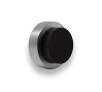 EVI Herrajes | Door Stop | 0.94" x 0.55" | Adhesive or Screw Installation | Matte Finish (Stainless Steel) | Black Natural Silicone Rubber | Mod. I-205/24