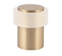 EVI Herrajes | Door Stop | 1.38" x 1.18" | Threaded Base | Satin Matt Brass Finish | White Natural Silicone Rubber | Includes Screw + Fixing Plug | Mod. I-191x35-BMT