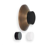 EVI Herrajes | Doorstop for Wall Placement | 45 x 17 mm | Antique Brass | Black and White Rubber Included | Adhesive Installation or with Screw