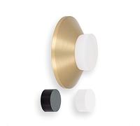 EVI Herrajes | Doorstop for Wall Placement | 45 x 17 mm | Matte Brass | Black and White Rubber Included | Adhesive Installation or with Screw