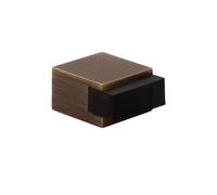 EVI Herrajes | Floor Door Stop - Square Design | 20x14 mm | Brass Leather - Black Rubber | Adhesive Mounting| I-197/14