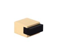EVI Herrajes | Floor Door Stop - Square Design | 20x14 mm | Matte Brass - Black Rubber | Adhesive Mounting| I-197/14