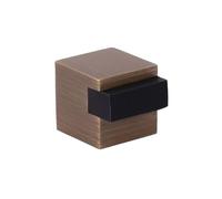EVI Herrajes | Floor Door Stop - Square Design | 20x20 mm | Brass Leather - Black Rubber | Adhesive Mounting| I-197/20