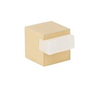 EVI Herrajes | Floor Door Stop - Square Design | 20x20 mm | Matte Brass - White Rubber | Adhesive Mounting| I-197/20